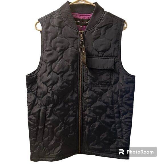Edgar + Ash Vest Men's Small Quilted Blue Chest and Side Pockets Full Zip NWT - Picture 1 of 4